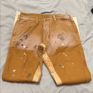 Brown Paint-Splattered Work Pants